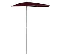 vidaXL Ombrellone Semicircolare da Giardino con Palo 180x90 cm bordò