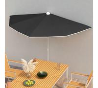 vidaXL Ombrellone Semicircolare da Giardino con Palo 180x90 cm Nero
