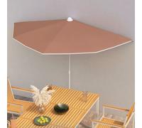 vidaXL Ombrellone Semicircolare da Giardino e Palo 180x90cm Terracotta