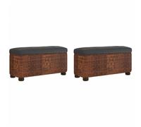 vidaXL Panche Portaoggetti 2 pz con Cuscino Marrone 69 cm Tifa