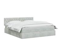 vidaXL Opslag bed met hoofdeinde Lichtgrijs 140 x 190 cm Fluweel