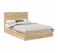 vidaXL Letto con Contenitore con testiera Rovere Sonoma 140 x 190 cm, Struttura Letto con Contenitore, Mobili per Camera da Letto Moderni, Durevole, Resistente all'Acqua, Legno Ingegnerizzato, Soluzi