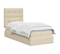 vidaXL Opslag bed met matras met opslag Crèmekleurig 90 x 200 cm Stof