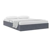 vidaXL Letto con Contenitore Grigio scuro 153 x 203 cm Velluto, Letto in velluto moderno, con sollevamento idraulico, design compatto, un tocco stiloso e utile per la camera