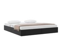Letto con Contenitore Nero 193 x 203 cm Similpelle