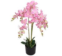 vidaXL Orchidea Artificiale con Vaso 75 cm Rosa Piante Finte Fiori Arredo Casa