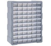 vidaXL Organizzatore Multi-Cassetti, 60 Cassetti, Grigio, Plastica PP, Contenitore per Utensili e Hobby, Armadietto da Parete per Viti, Chiodi, Bulloni e Piccoli Componenti