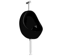 vidaXL Orinatoio Sospeso con Sciacquone e Scarico Ovale Alto Accessori Montaggio Gabinetto Vaso WC Sanitari Bagno in Ceramica Nero