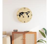 vidaXL Orologio a Parete Giallo e Nero Ø30 cm in Legno Multistrato