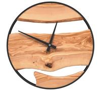 vidaXL Orologio a Parete Marrone Ø35 cm in Ferro e Legno di Ulivo