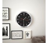 vidaXL Orologio da Parete al Quarzo Igrometro Termometro 30 cm Nero