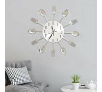 325162 Wall Clock with Spoon and Fork Design Silver 31 cm Aluminium