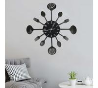 vidaXL Orologio da Parete Cucchiaio e Forchetta Nero 40 cm Alluminio