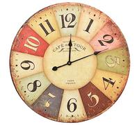 vidaXL Orologio da Parete Elegante Moderno XXL Analogico Elegante Movimento al Quarzo Decoro Casa Decorazione Murale Vintage Multicolore 60 cm in MDF
