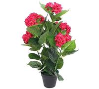 vidaXL Ortensia Pianta Artificiale in Vaso 60 cm Rossa Fiori Finti Arredo Casa