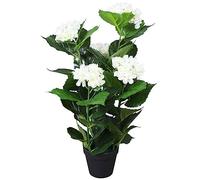 vidaXL Ortensia Pianta Artificiale in Vaso 60cm Bianca Fiori Finti Arredo Casa