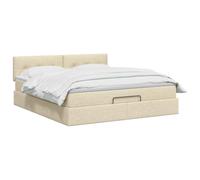 vidaXL Letto ottomano con materasso Crema 140 x 200 cm Tessuto, Arredamento moderno per la camera, letto funzionale, comfort assicurato, spazio e sistema per il sonno