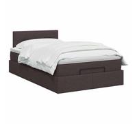 vidaXL Letto ottomano con materasso Marrone Scuro 120 x 190 cm Tessuto, Arredamento moderno per la camera, letto funzionale, comfort assicurato, spazio e sistema per il sonno