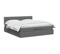 vidaXL Letto ottomano con materasso Grigio Scuro 140 x 190 cm Tessuto, Arredamento moderno per la camera, letto funzionale, comfort assicurato, spazio e sistema per il sonno