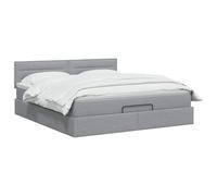 vidaXL Letto ottomano con materasso Grigio Chiaro 140 x 190 cm Tessuto, Arredamento moderno per la camera, letto funzionale, comfort assicurato, spazio e sistema per il sonno