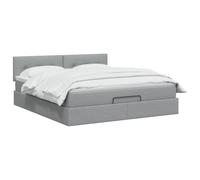 vidaXL Letto ottomano con materasso Grigio Chiaro 140 x 200 cm Tessuto, Arredamento moderno per la camera, letto funzionale, comfort assicurato, spazio e sistema per il sonno