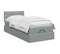 Letto ottomano con materasso Grigio Chiaro 80 x 200 cm Tessuto