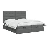 vidaXL Ottoman bed met matras met hoofdeinde 2 st Donkergrijs Stof