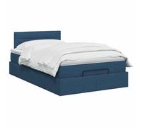 vidaXL Letto ottomano con materasso Blu 120 x 200 cm Tessuto, Arredamento moderno per la camera, letto funzionale, comfort assicurato, spazio e sistema per il sonno