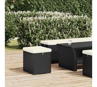 vidaXL Ottomana con Cuscino Nero 40x30x40 cm in Polyrattan