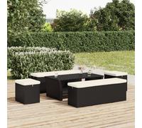vidaXL Ottomane con Cuscini 2pz Nero 40x30x40 cm in Polyrattan