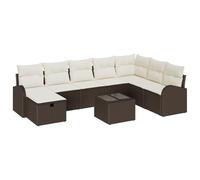 vidaXL Outdoor-Modulares Garten-Sofa-Set Braun Synthetisches Rattan Polyester-Kissen Sitzplätze für 5 Personen Ideal für Terrassen Langlebig und wetterbeständig Perfekte moderne Wohnsitz-Sektionsmöbel