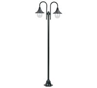 vidaXL Lampione da giardino E27 220 cm alluminio 2 lampade verde scuro