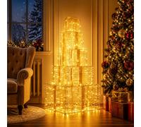 vidaXL Pacchi regalo di Natale impilabili con LED 250 LED Bianco caldo