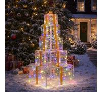 vidaXL Pacchi regalo di Natale impilabili con LED 250 LED Multicolore