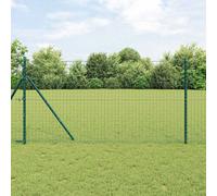 vidaXL Paletti per Recinzione 26 pz Verde Ø32 mm 190 cm Acciaio Zincato