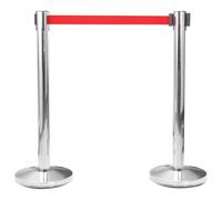 vidaXL Paletto con Nastro Estraibile per Aeroporto Cordone di Delimitazione Nastro di Separazione Filo per Corsie Separatore in Acciaio Argento