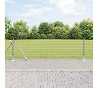 vidaXL Pali di Recinzione con Piastra di Base 52 pz Ø32mm 70cm Acciaio Galvanizzato