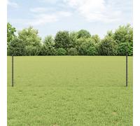 vidaXL Set di recinzione da giardino in acciaio zincato grigio | recinzione in metallo resistente ai raggi UV | Include 1 rotolo e 5 pali | design rettangolare per il limite della tua proprietà |