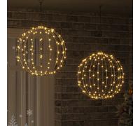 vidaXL Palla 2 pz Bianco caldo 50 x 50 x 52 cm Metallo 320 LED
