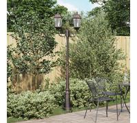 vidaXL 2 lampadine, asta luminosa da giardino, 235 cm, bronzo, alluminio, lanterna tradizionale, illuminazione per esterni, illuminazione stradale, a LED, rustico, resistente alle intemperie, elegante