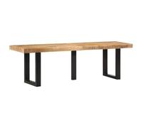vidaXL Panca 160 cm in Legno Massello di Mango Grezzo e Acciaio, Panca da Interno, Panca da corridoio, Panca in Legno, Panca da Ingresso