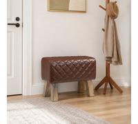 vidaXL panca 60 x 30 x 45 cm Pelle Vera Marrone diamante