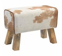 vidaXL panca 60 x 30 x 45 cm Pelle Vera Marrone e bianco
