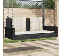 vidaXL Panca a Dondolo con Cuscini Nera 119x56x48 cm in Polyrattan