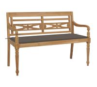 vidaXL Panca Batavia con Cuscino Talpa 120 cm in Massello di Teak
