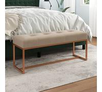 vidaXL Panca Beige 110x36x45 cm in Velluto