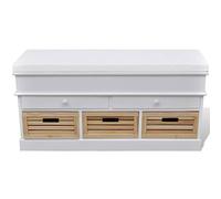 Cassapanca per Ingresso Bianca con Cuscino 2 Cassetti 3 Cestini