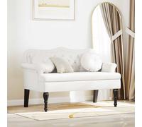 vidaXL Panca Chesterfield Bianco 120,5 x 65 x 75 cm Pelle Sintetica