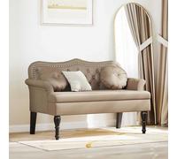 vidaXL Panca Chesterfield con cuscino Cappuccino 120,5 x 65 x 75 cm