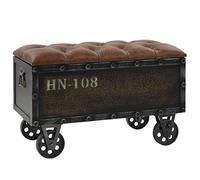 vidaXL Cassapanca in Legno Massello di Abete e Similpelle 80,5x41x50cm